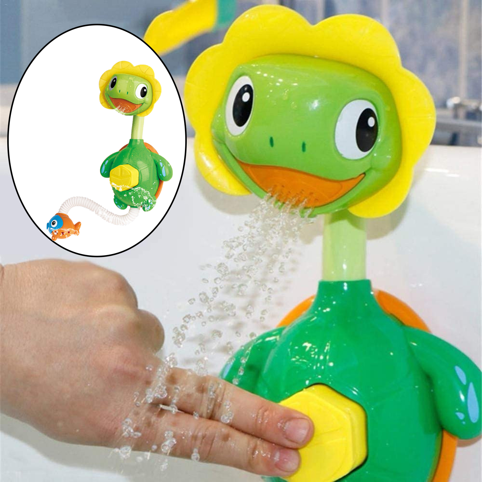 Baby Bath Toy Water Play Turtle-shaped Bathtub Sink Shower Wall Suction