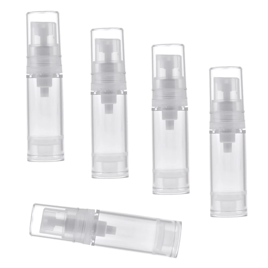5x 5ml Airless Pump Bottle Cream Lotion Cosmetic Container Dispenser Travel