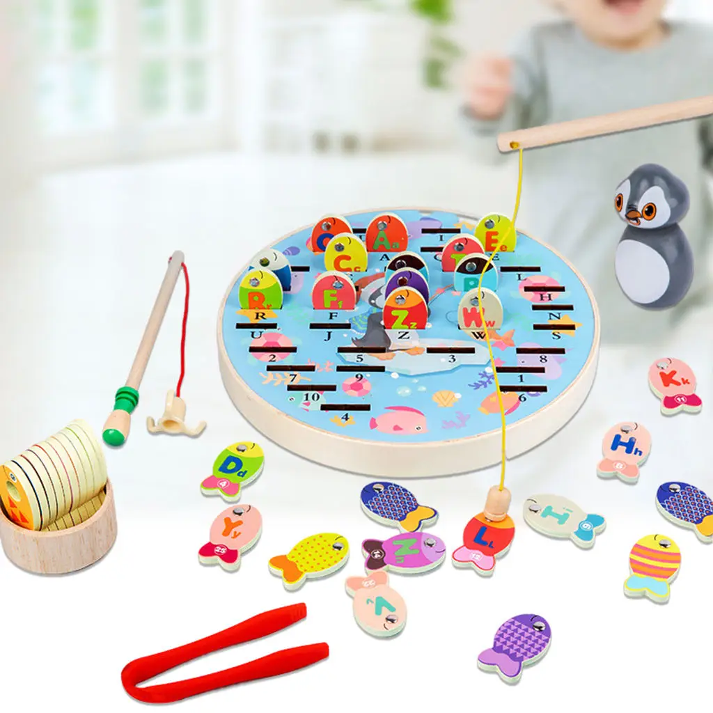 Montesorri Number Alphabet Fishing Game Toy Set Catching Fish Games for Toddlers Birthday Gift