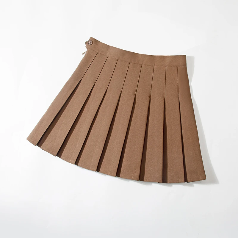 pleated mini skirt brown