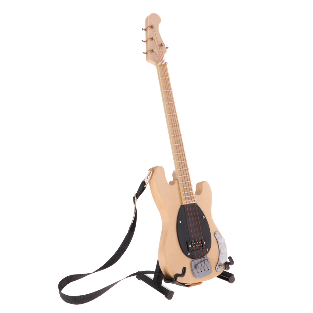 1/6 Wooden Electric Bass Guitar for 12" Action Figures Dolls House Decor #5 