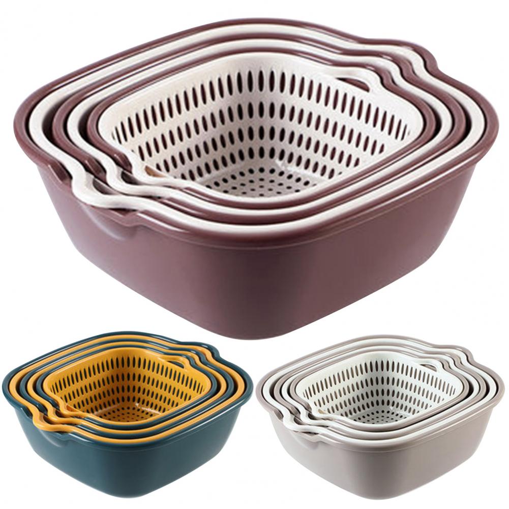 Multi Functional Draining Basket 2 Tiers Space Saving Plastic Dishwashing Basket