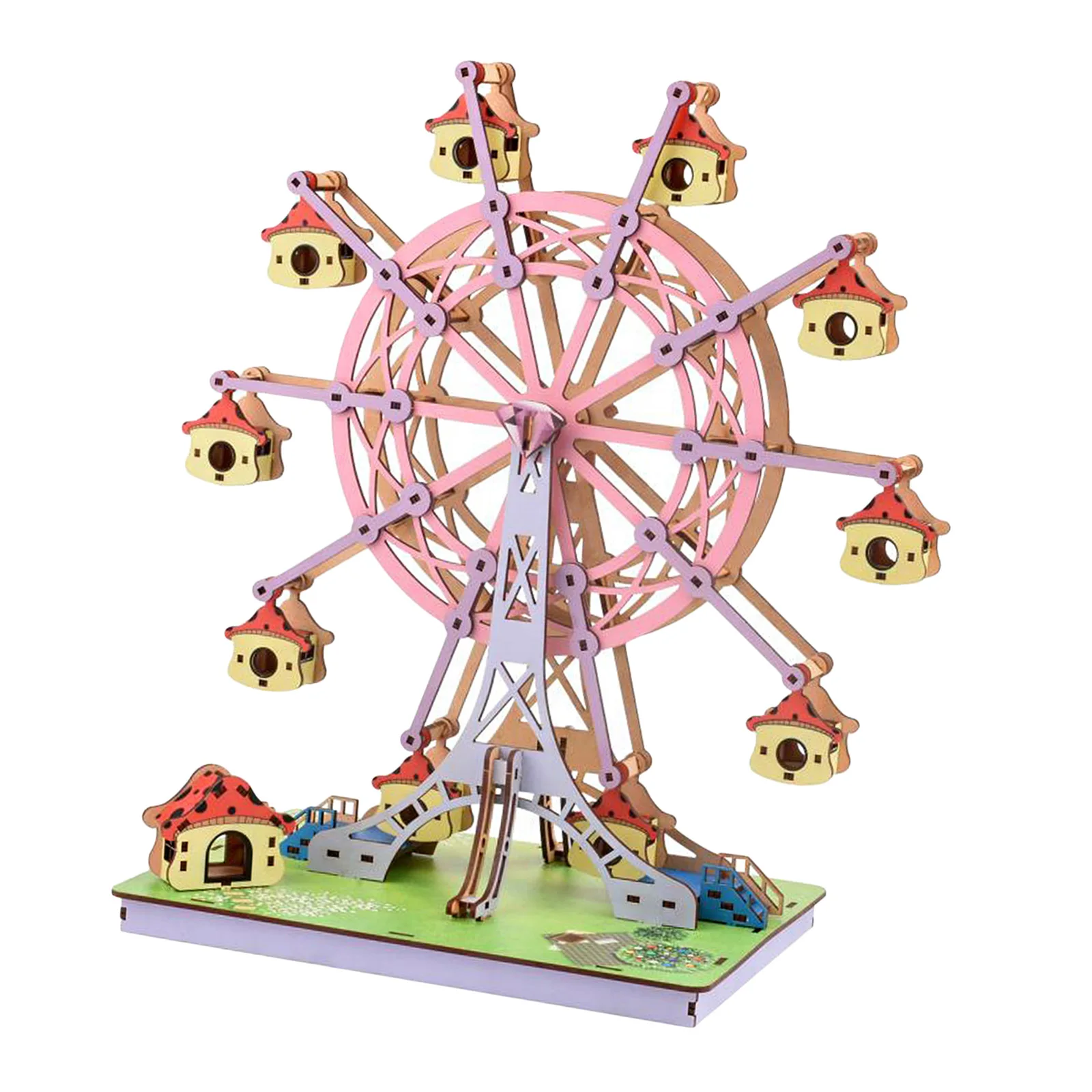 DIY 3D Wooden Puzzle Ferris Wheel Model Building Kit Toys Gift for Children Adult Teens Craft Toy