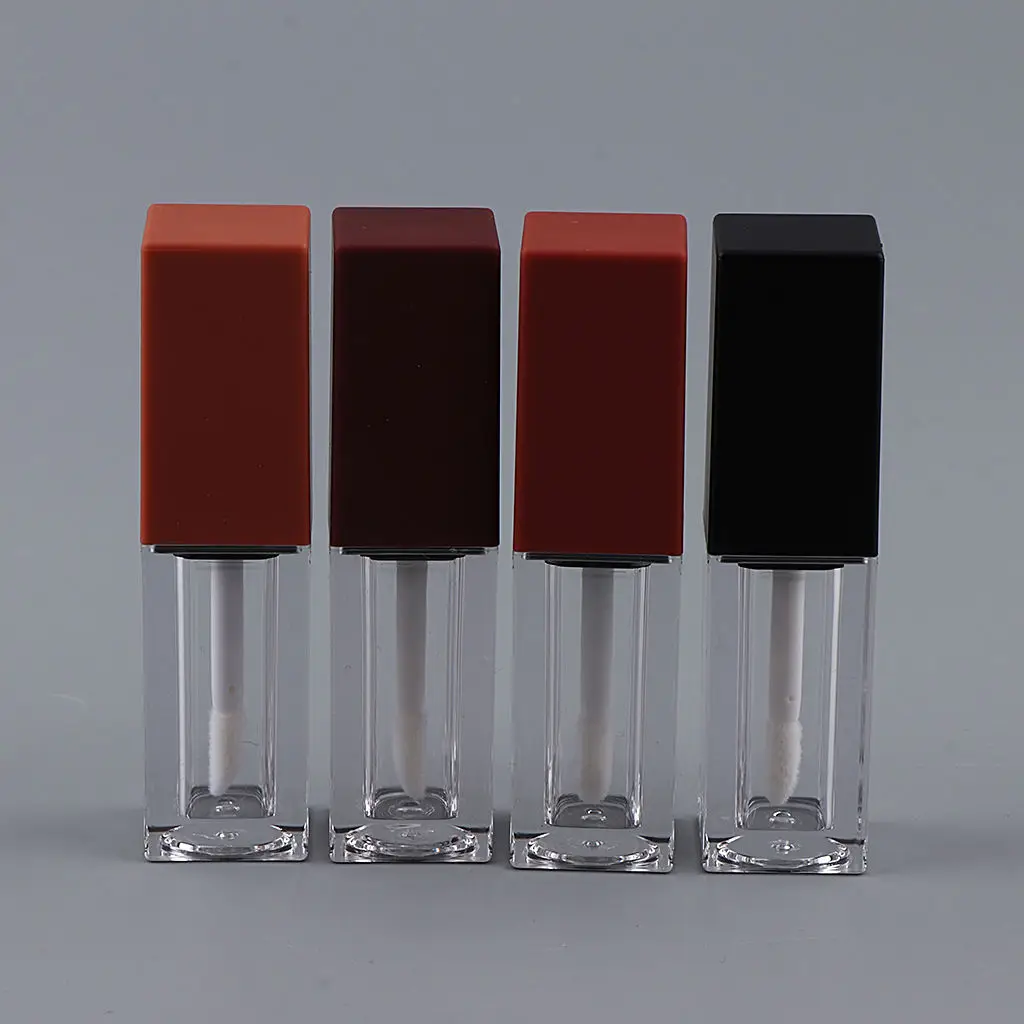 3Pcs/Pack Square Mini Clear 5ml Empty Lip Gloss Tube Lip Balm Oil Bottle Cosmetic Lipstick Containers