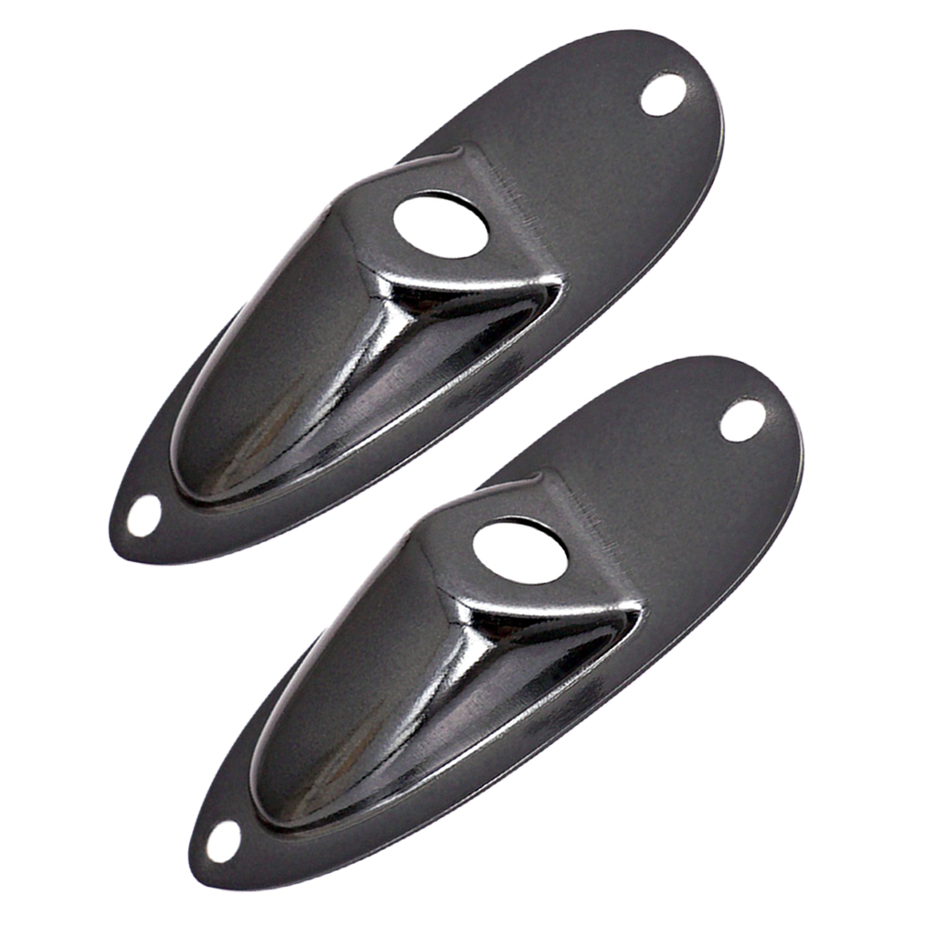 Tooyful 2Pc Boat Style Electric Bass Guitar Metal Output  Socket Plates with 4 Screws for ST  SQ Electric Guitars