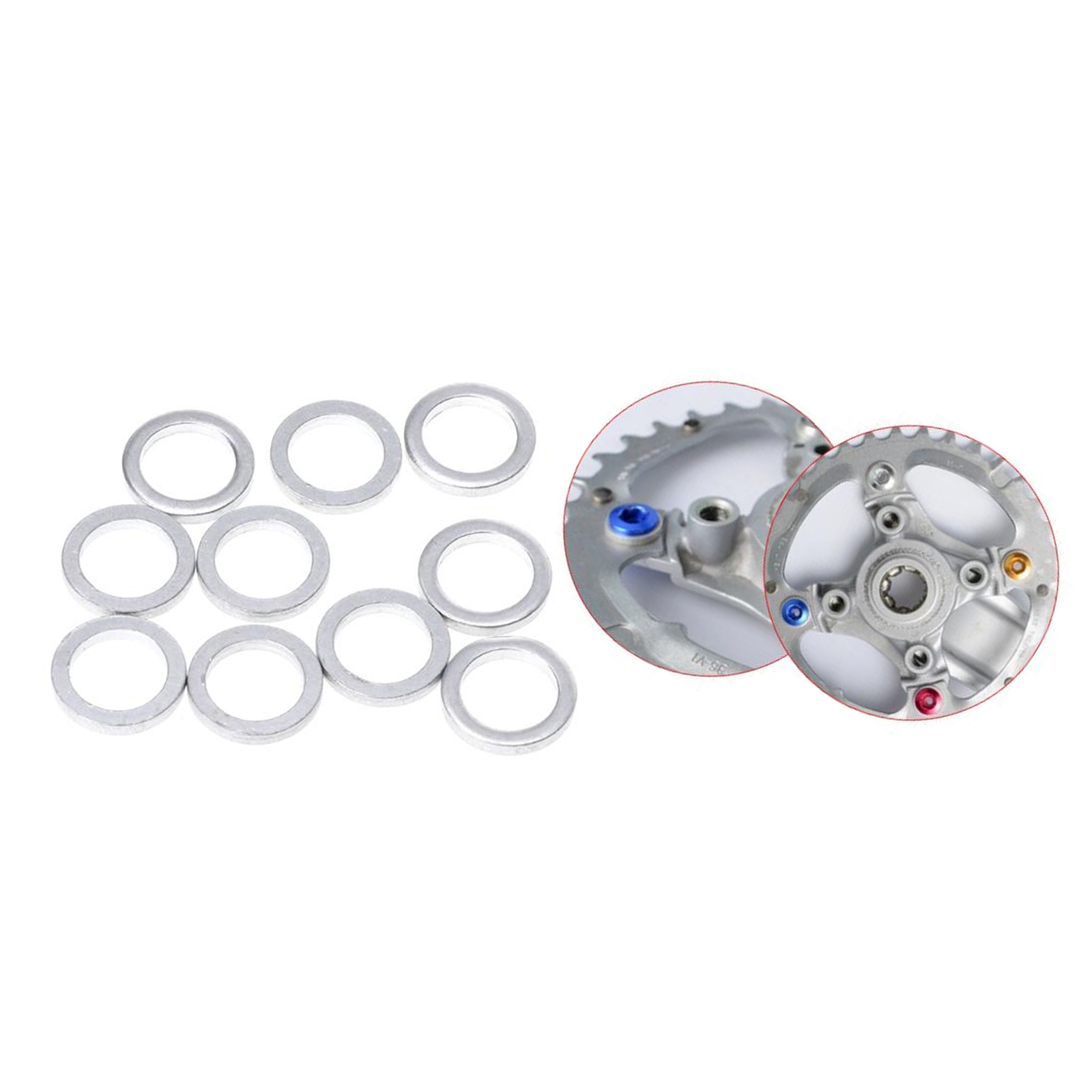 10 x Chainring Bolt Screws 1mm Silver Aluminum Spacer Shim For Bicycle