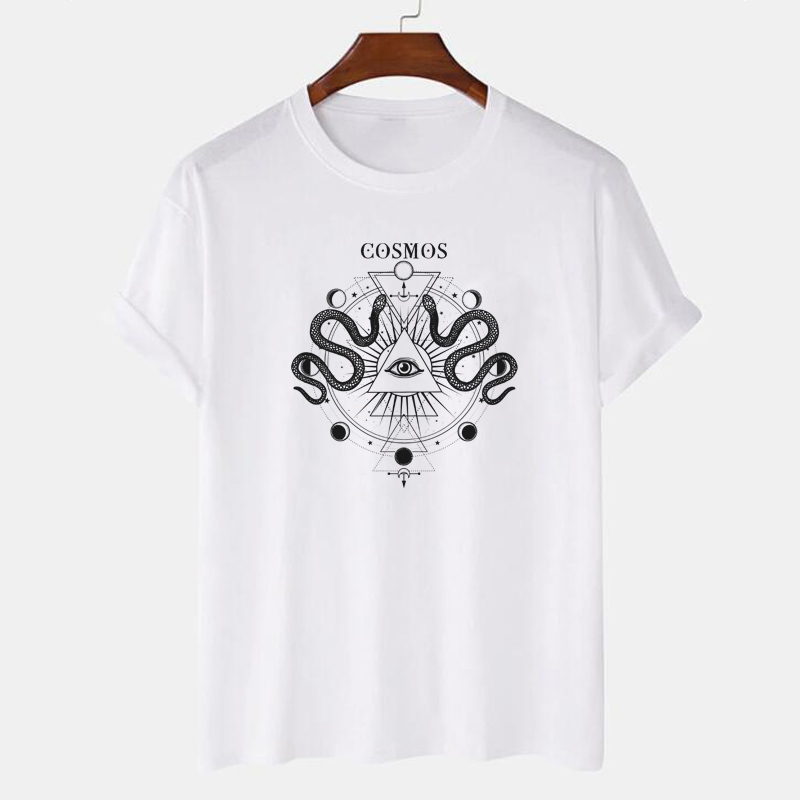 Camiseta geométrica mistica feminina, camiseta grande vintage