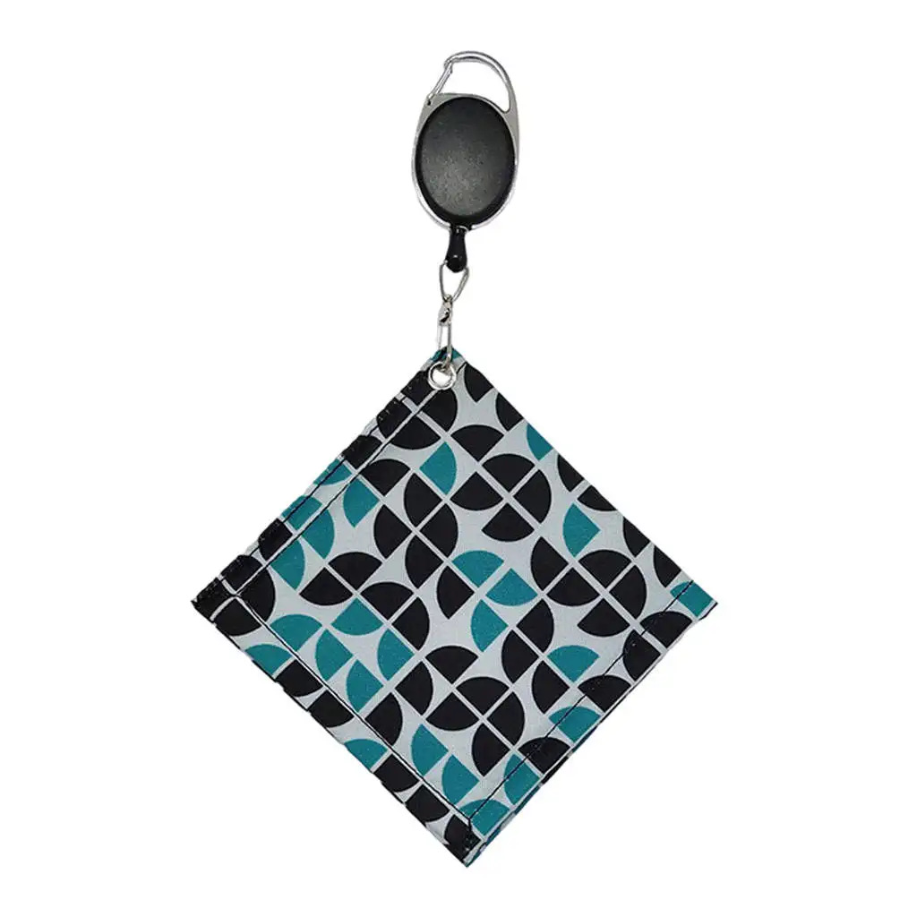 Square Golf Ball Towel with Retractable Keychain Buckle Microfiber Mini
