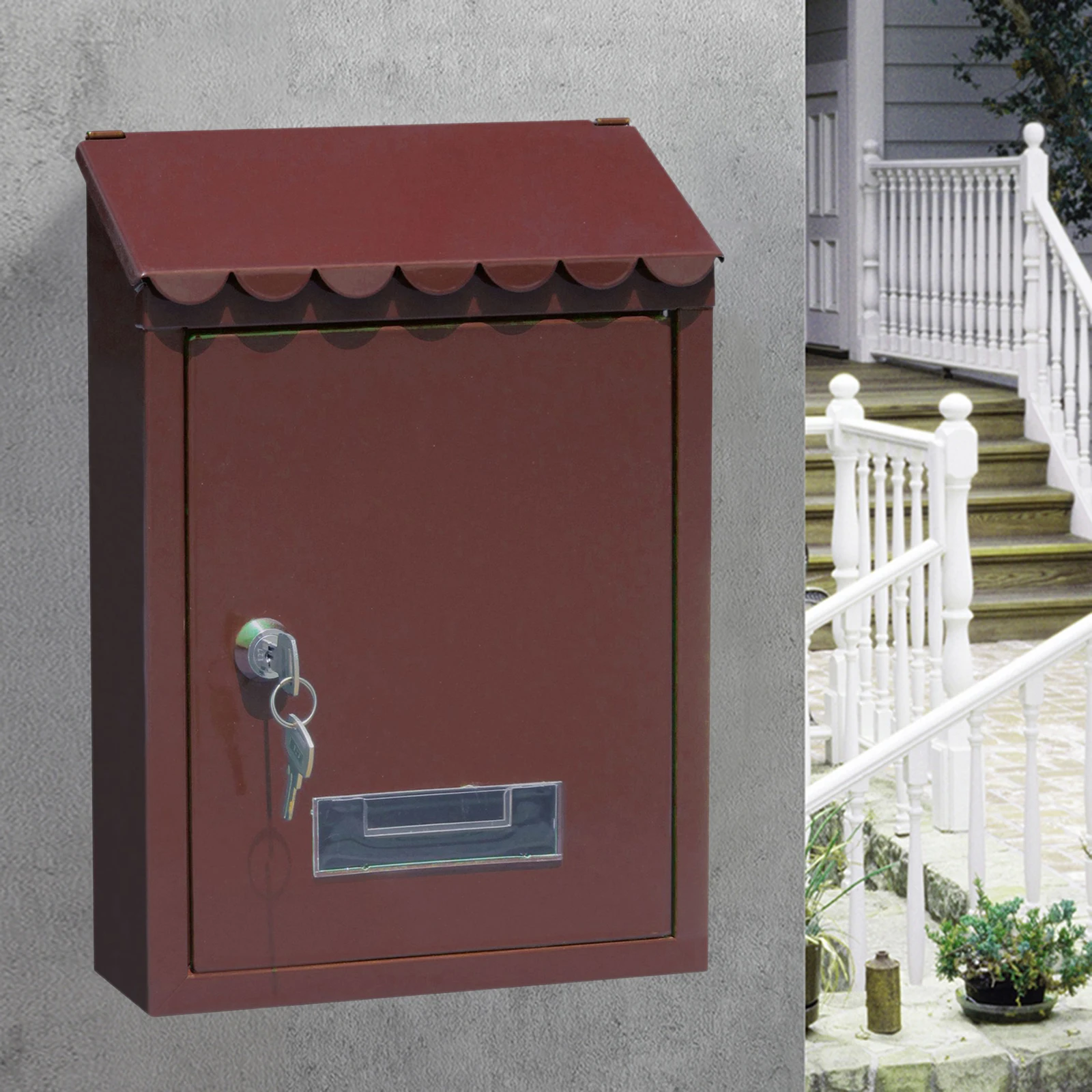 Rust-proof Mailbox Letterbox, Solid Rainproof Wall Mounted Secure Lockable Mail Box for Newspaper, Magazines, Letters Receiving
