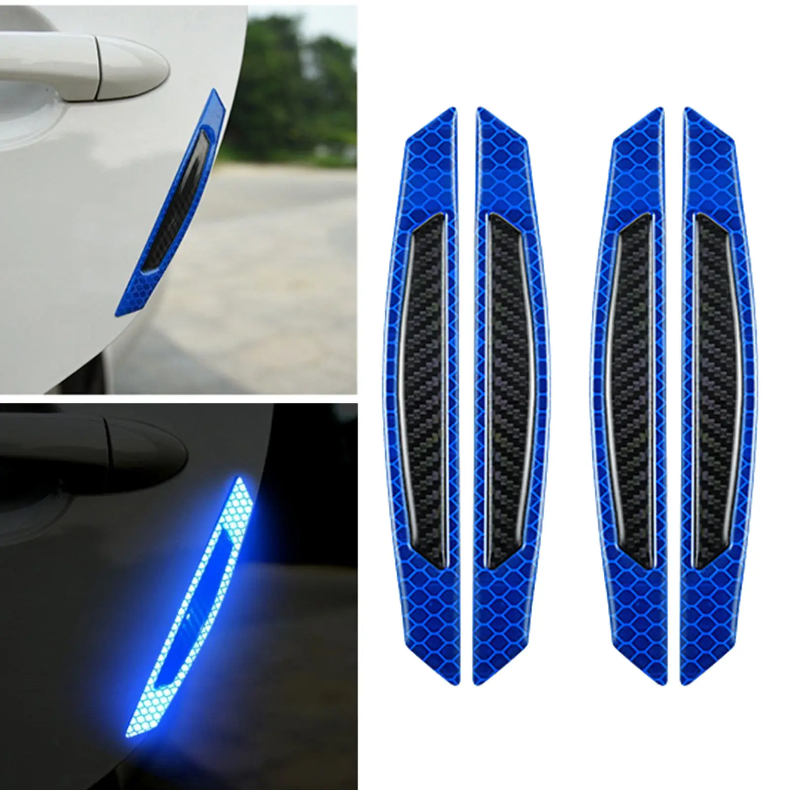 4 PCS Car Door Reflective Strip Anti-Collision Self-adhesive Waterproof Luminous