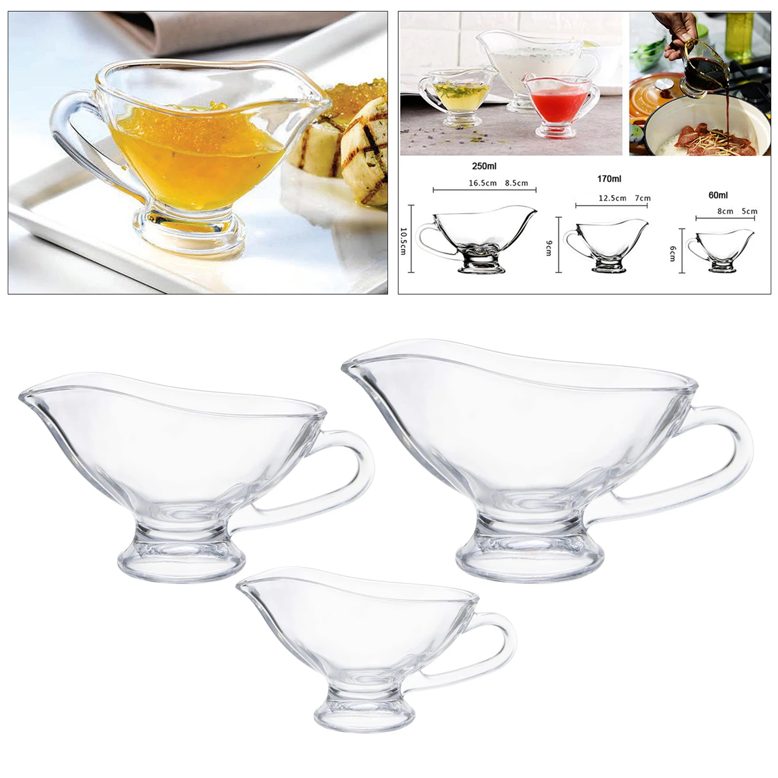 Clear Beefsteak Gravy Sauce Boat Pepper Tomato Container for Kitchen Bar