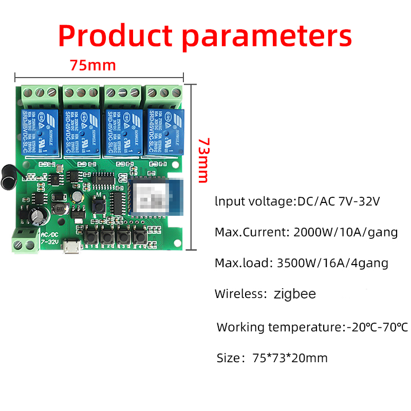 vida 4ch de zigbee tuya, relé de