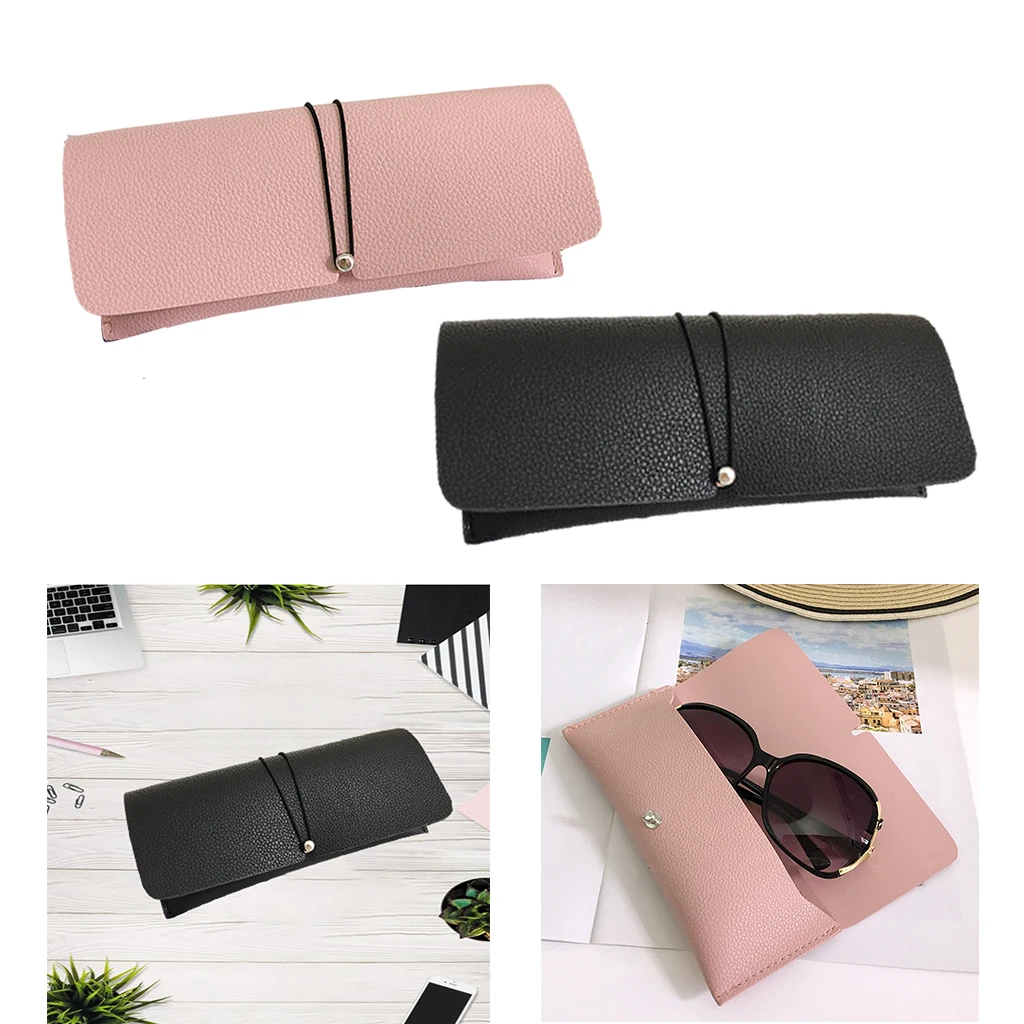 Soft Portable Glasses Pouch PU Leather Slim Protective Bag Anti-Scratch Strap Design Spectacles Storage Bag