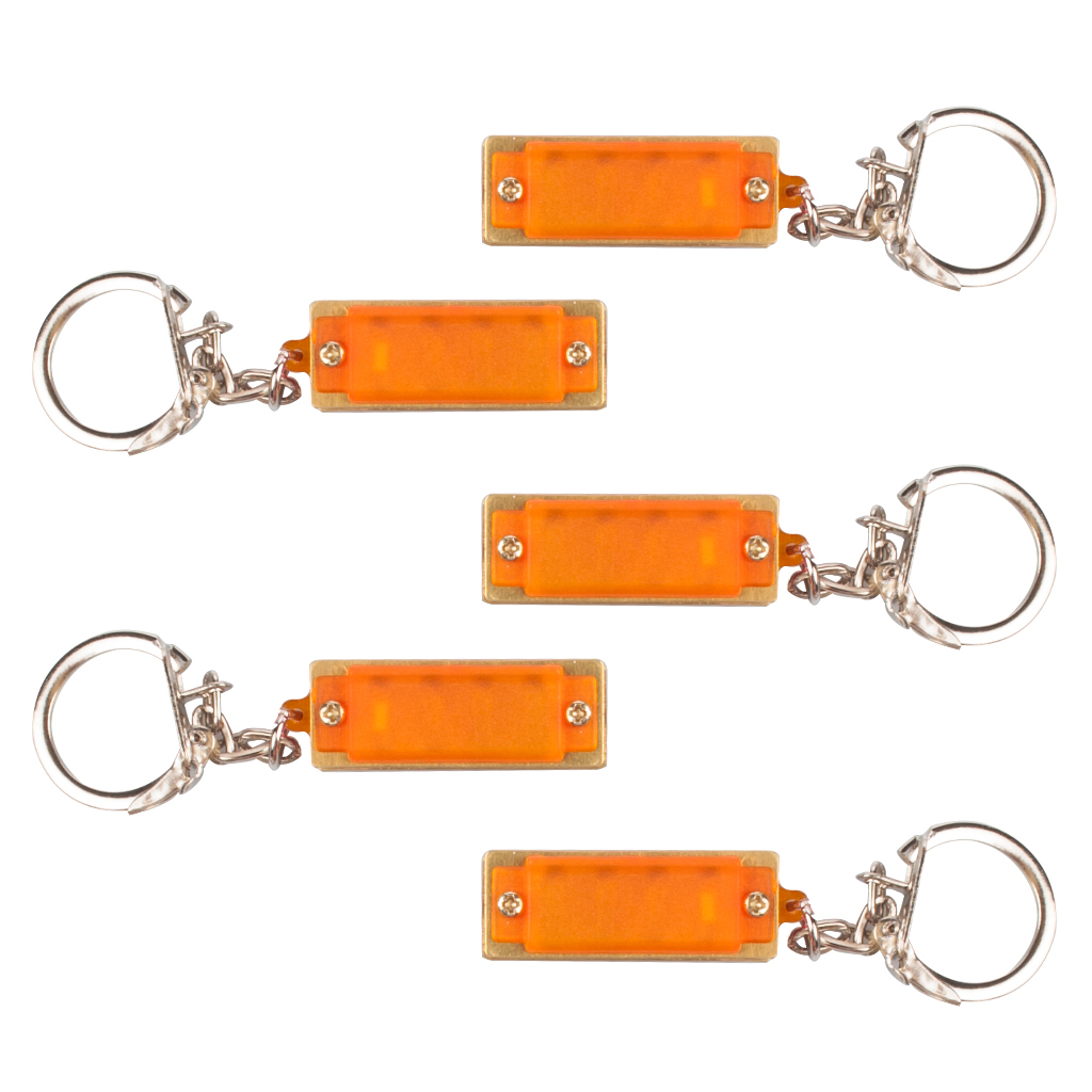 5pcs Plastic Harmonica Key Chains Mouth Organ Keyfods 4 Holes Mini Musical Instrument