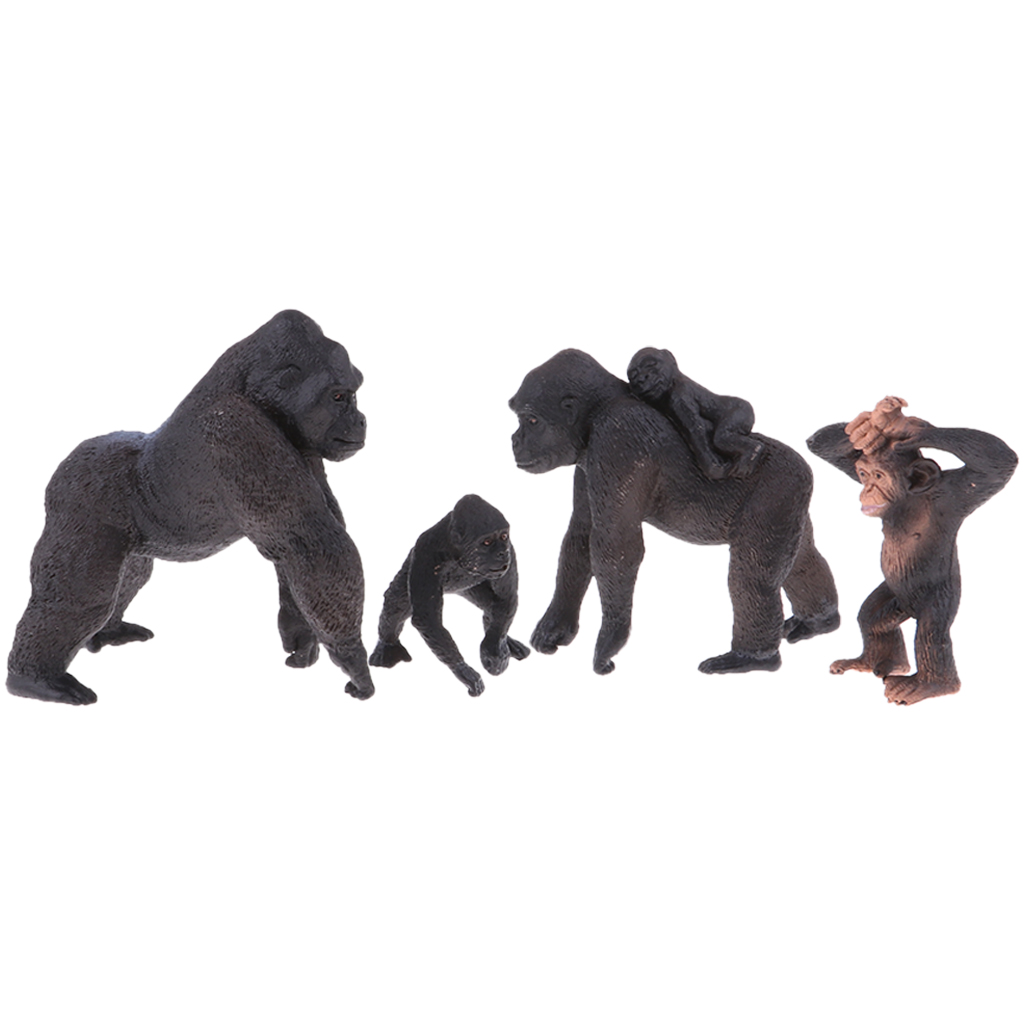 Wildlife Gorilla and Babies – Realistic Hand Painted Toy Figurine Model –