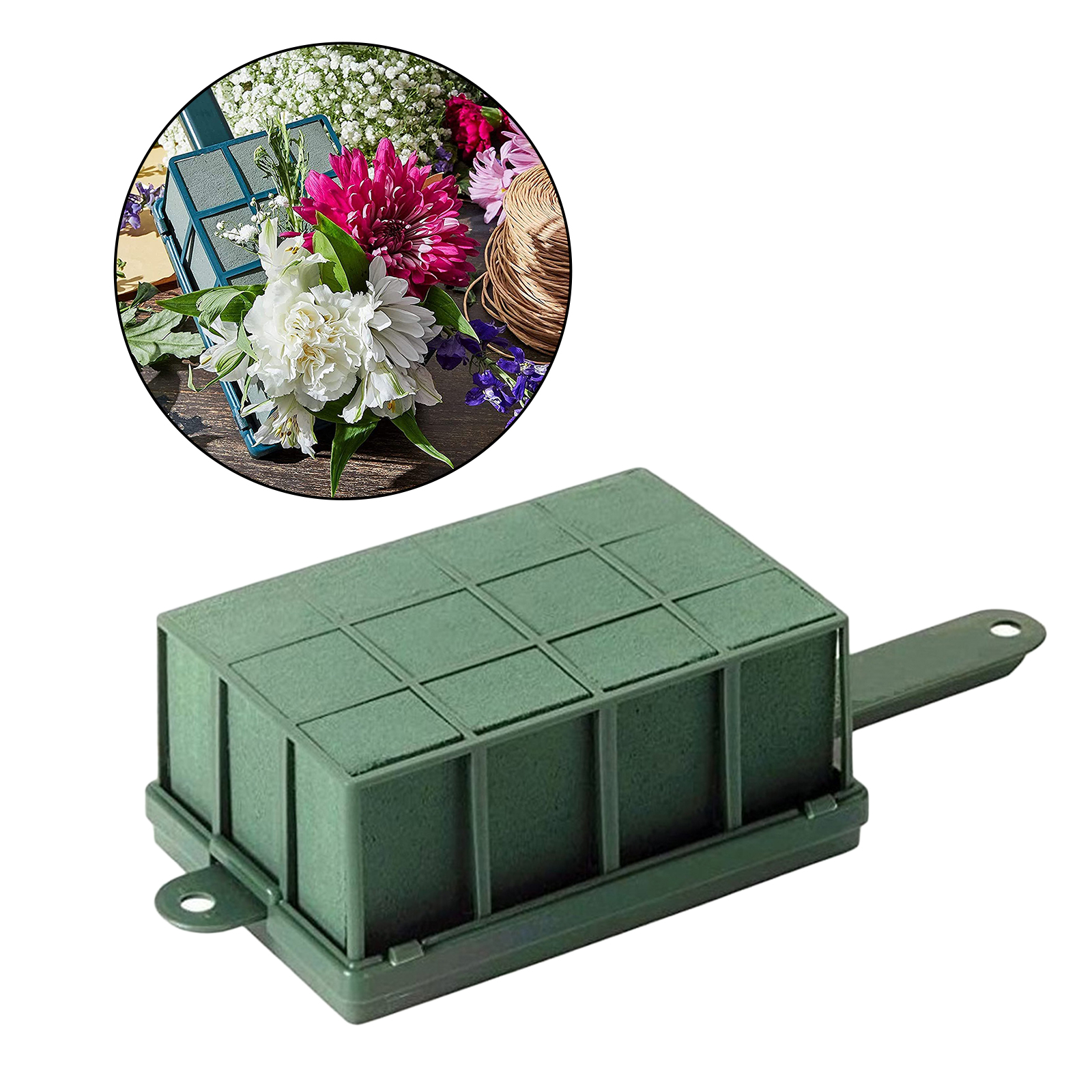 Floral Foam Bricks Green Foam Mud Blocks for Artificial Flowers, Plants, Wet Flower Arrangement Block Holder with Handle