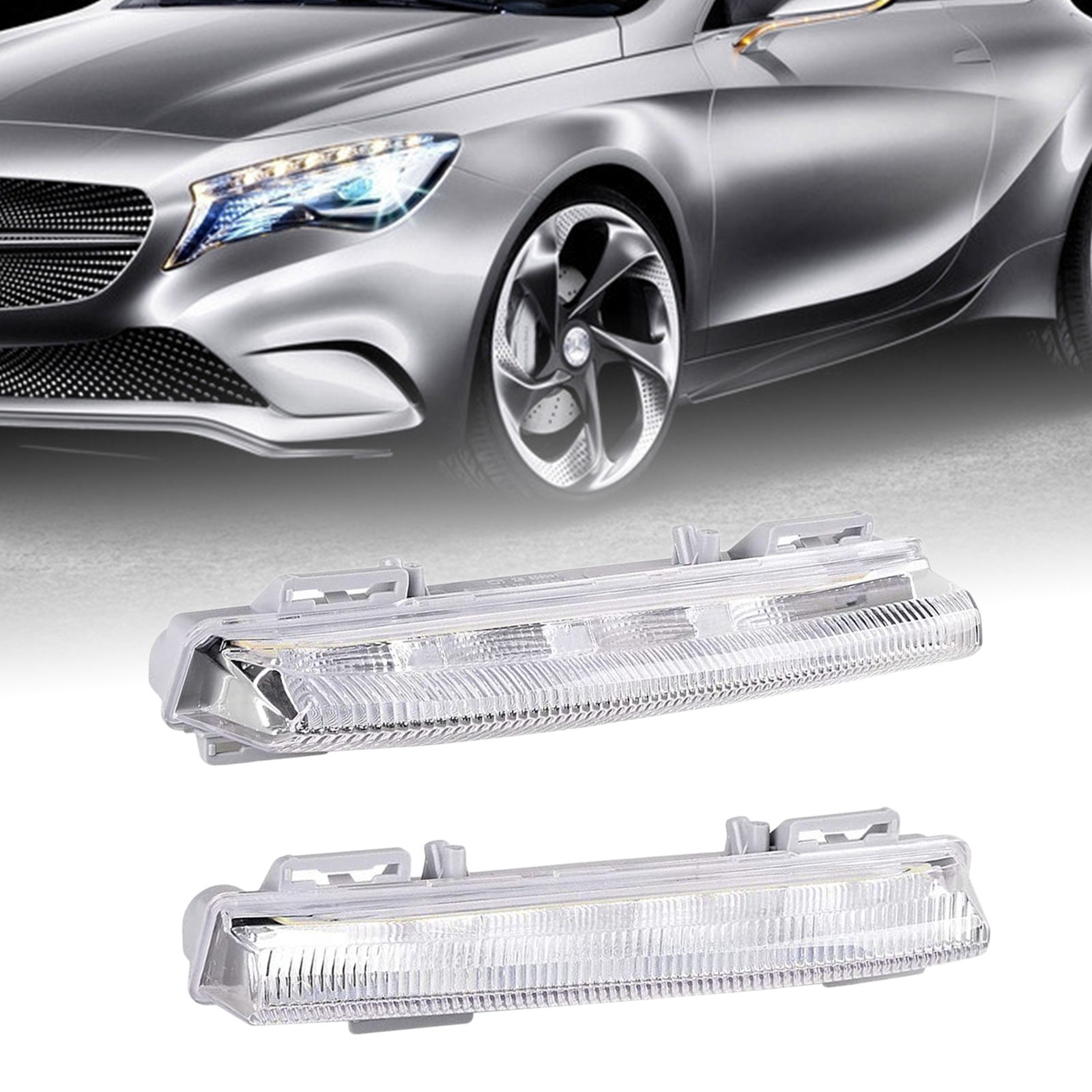 1 Pair LED Daytime Running Light Fog Driving Lamp Fit for Mercedes A2049068900 2049069000