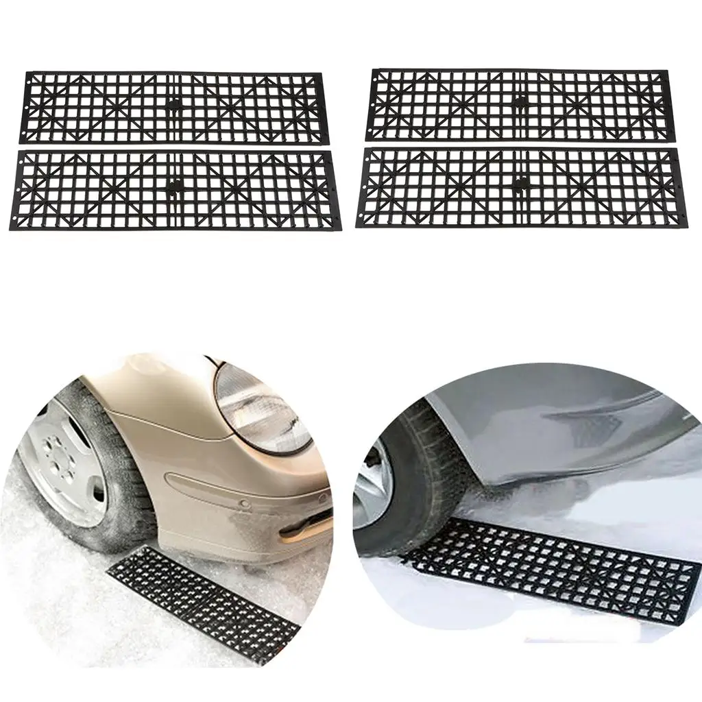 4pcs Non-slip Auto Traction Mats Plastic Tire Anti Skid Plate Emergency Pads
