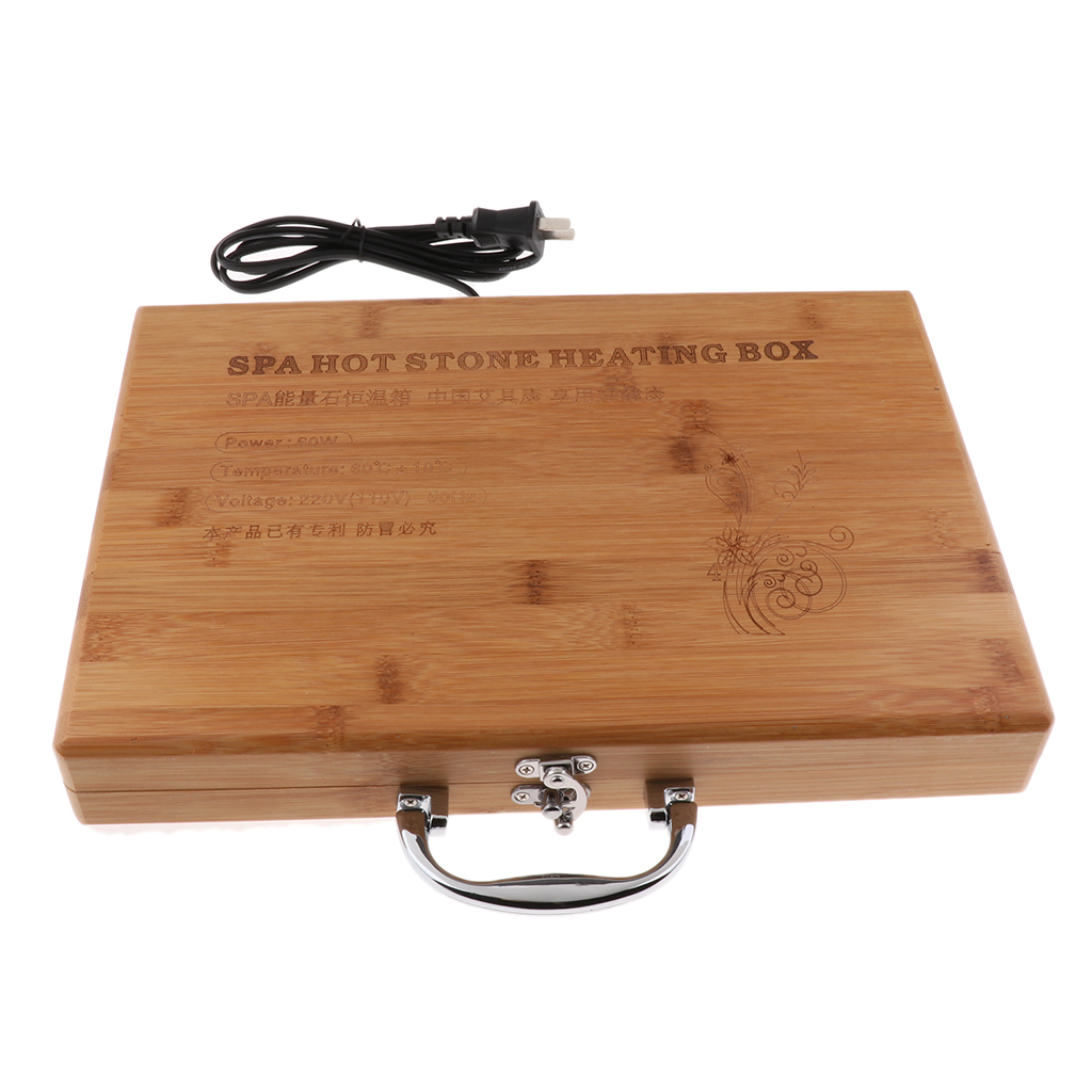 Lightweight and Portable Hot Stone Massage Heater Warmer Box Case for 20 Piece Spa Rock Stone - US Plug