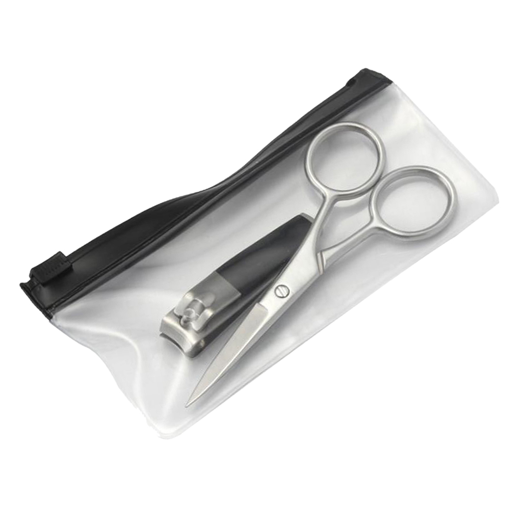 2 In 1 Professional Nail Clippers Cutter Manicure Set Grooming Nail Care Eyebrow Beard Scissors Set