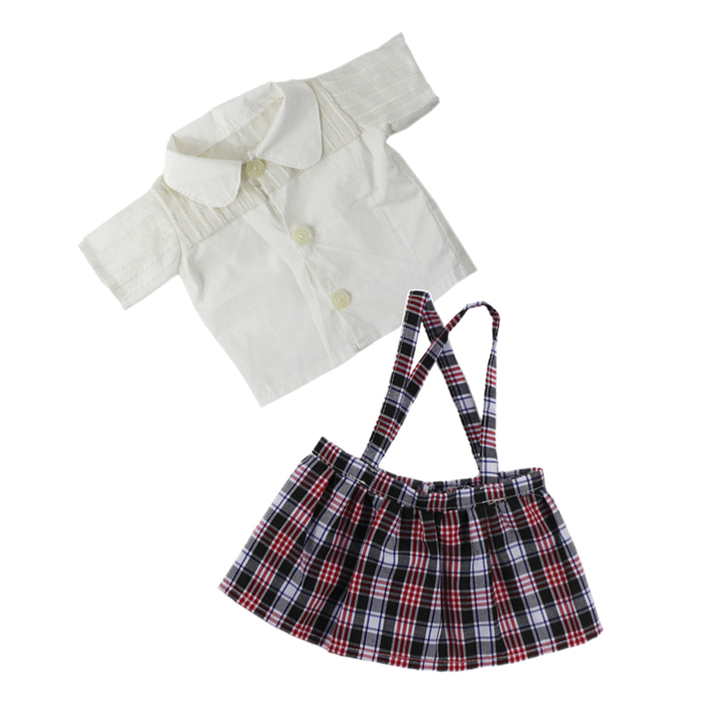 Stylish Short Sleeve T-shirt Suspender Skirt Dress Outfit for American Doll My Life Dolls Clothes Accessories