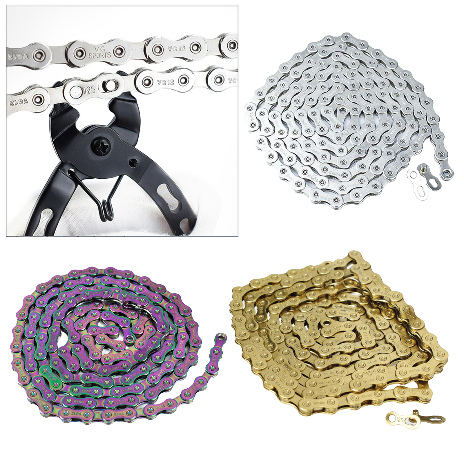 Steel Bike Chain Durable 12 Speed Bicycle Hollow Chain 126 Link Connector High Strength Chains for MTB Road Bike