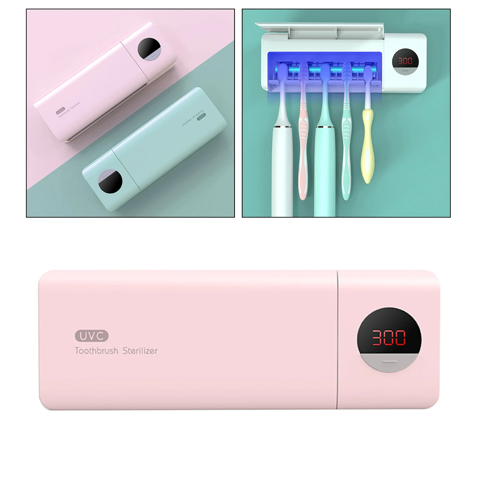 UV Toothbrush Sanitizer Case Portable Toothbrush Holder Fits All Toothbrushes for Home Travel Drilling-Free