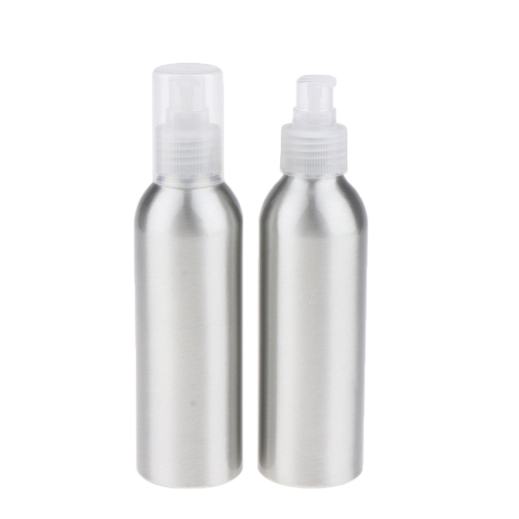 2Pcs Empty Airless Lotion Cream Pump Aluminum Container Cosmetic Bottle Dispenser Travel Containers - 150ml