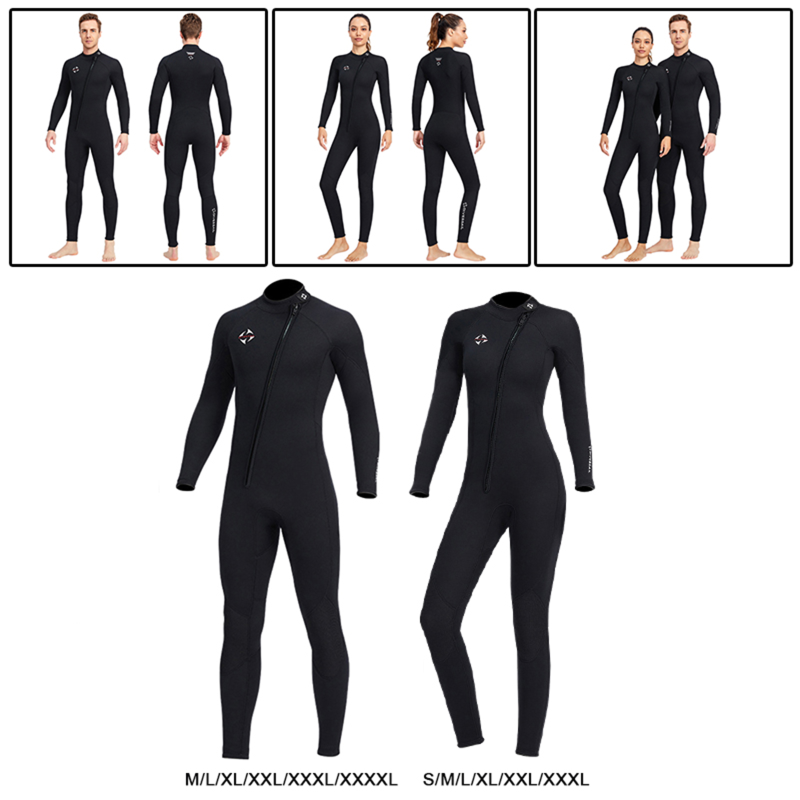 3mm Neoprene Diving Wetsuit Full Body Full Length Front Zip Swim Wet Suit