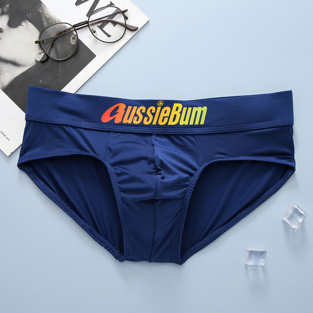 Aussiebum男性のブリーフミルクシルク低ウエスト弾性快適なu凸バッグ