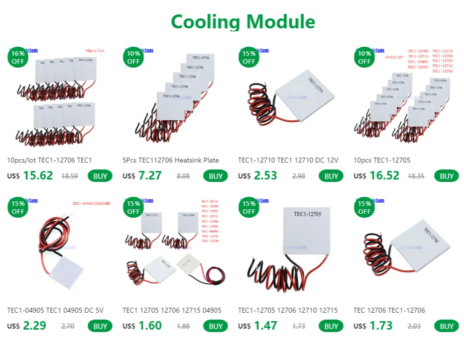 5Pcs TEC1-12710 Heatsink Thermoelectric Cooler Cooling Peltier Plate Module ts 