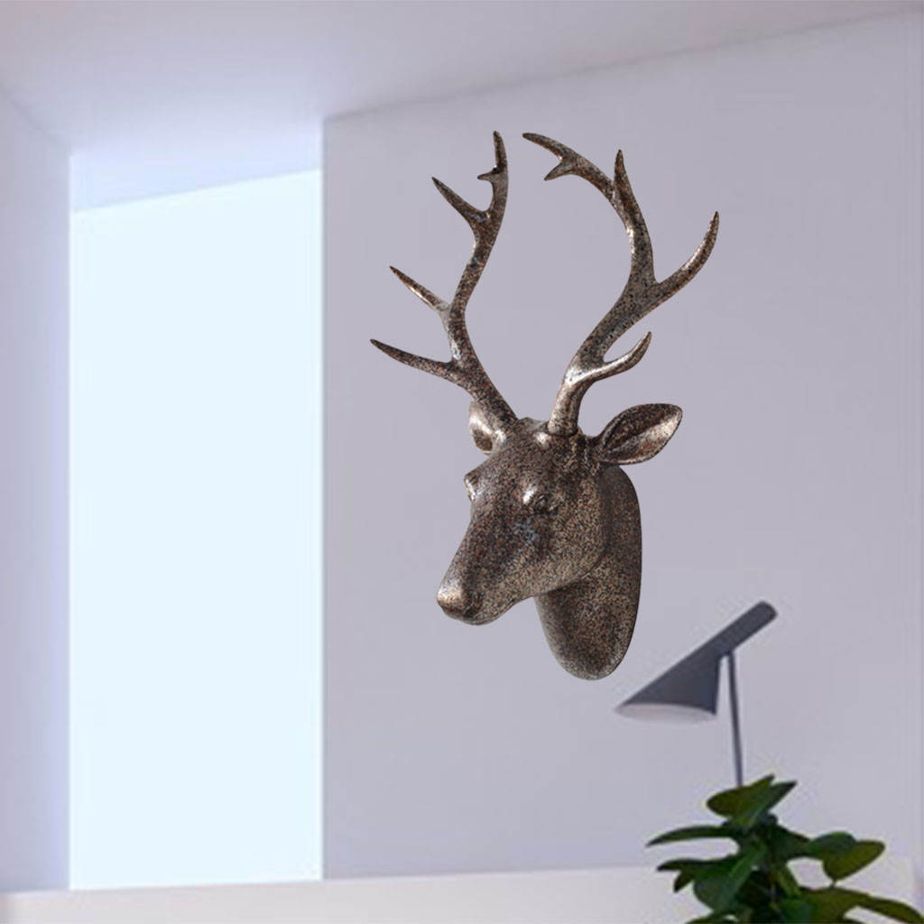 3D Deer Head Statue Wall Mount Animal Figurines Home Office Decor
