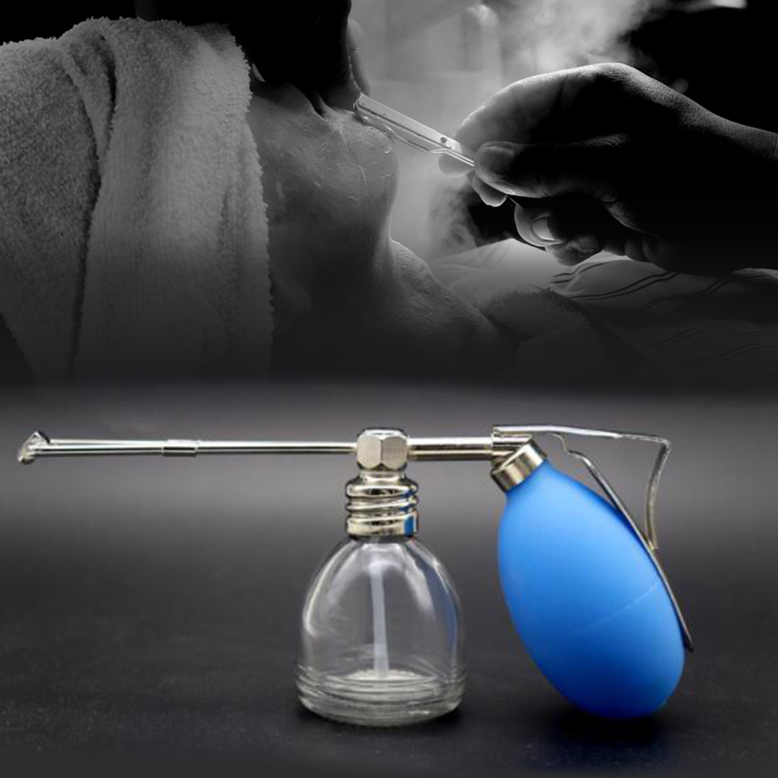 Silicone Powder Blower Puffer, Barbers Talcum Men's aftershave lotion Dispenser Bottle, Hair Fiber Applicator Hair Salon