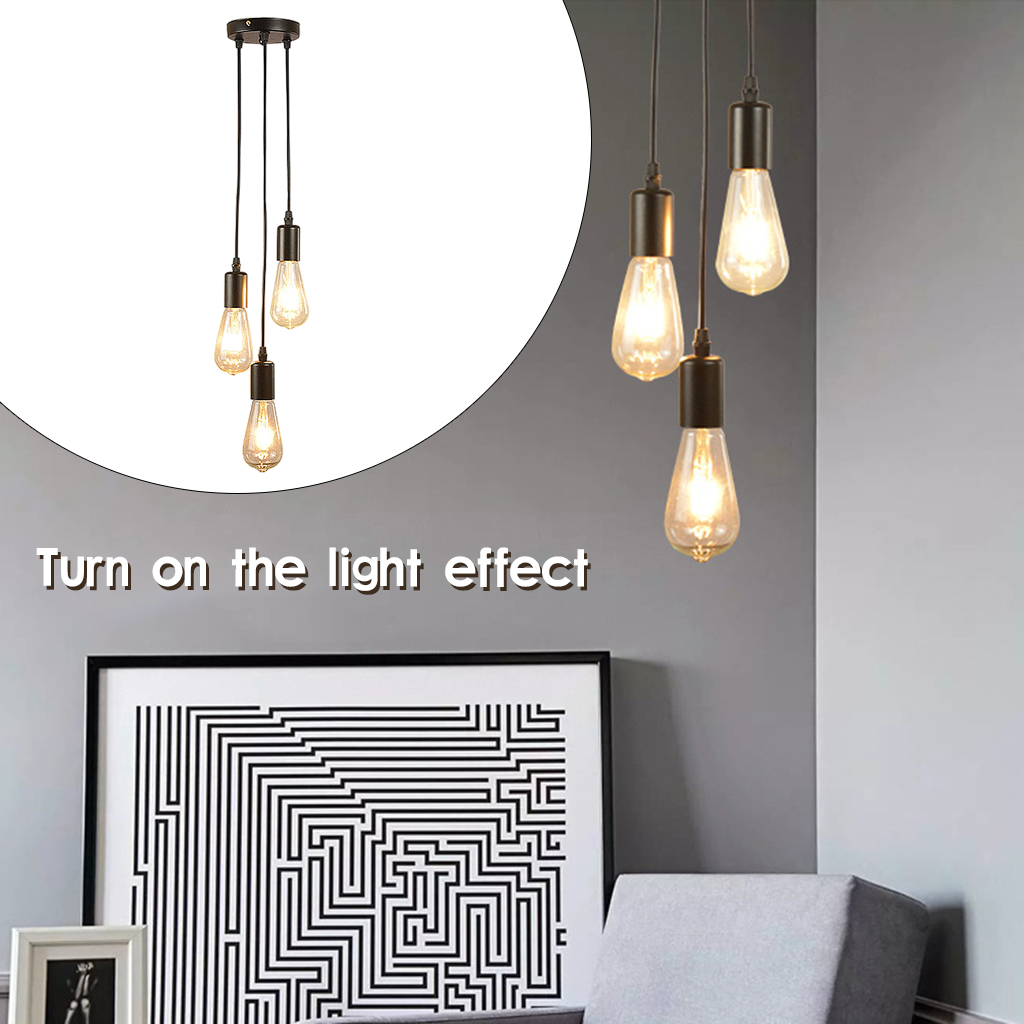 Ceiling Vintage Hanging Pendant Lamp Holder Industrial 3 Lighting Light Kit Bulb Holder Antique Retro E27 Fitting