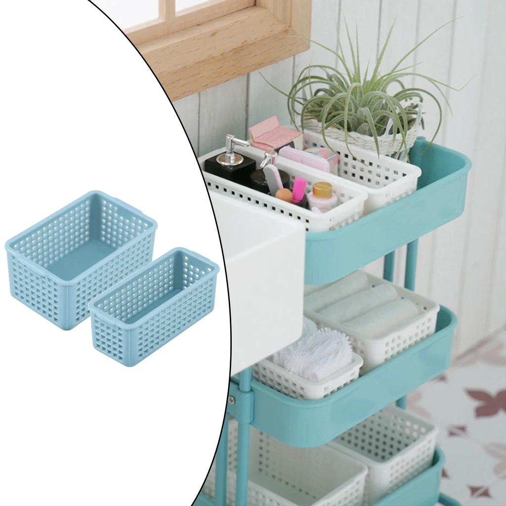 Handmade 1:6 1/12 Scale Mini Dollhouse Storage Baskets Dinning Room Living Room Bedroom Shelf Decor Props