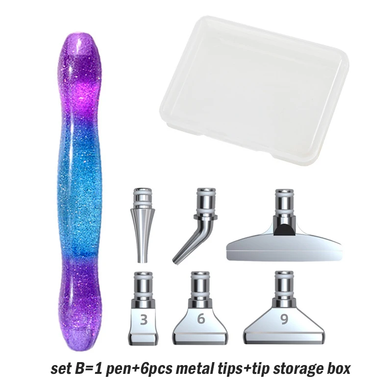 1 Set 5D Resin Crystal Diamond Painting Pen with Metal Tips Tray Glue Clay Non-slip Mat Diamond Painting Cross Stitch Tools Kit