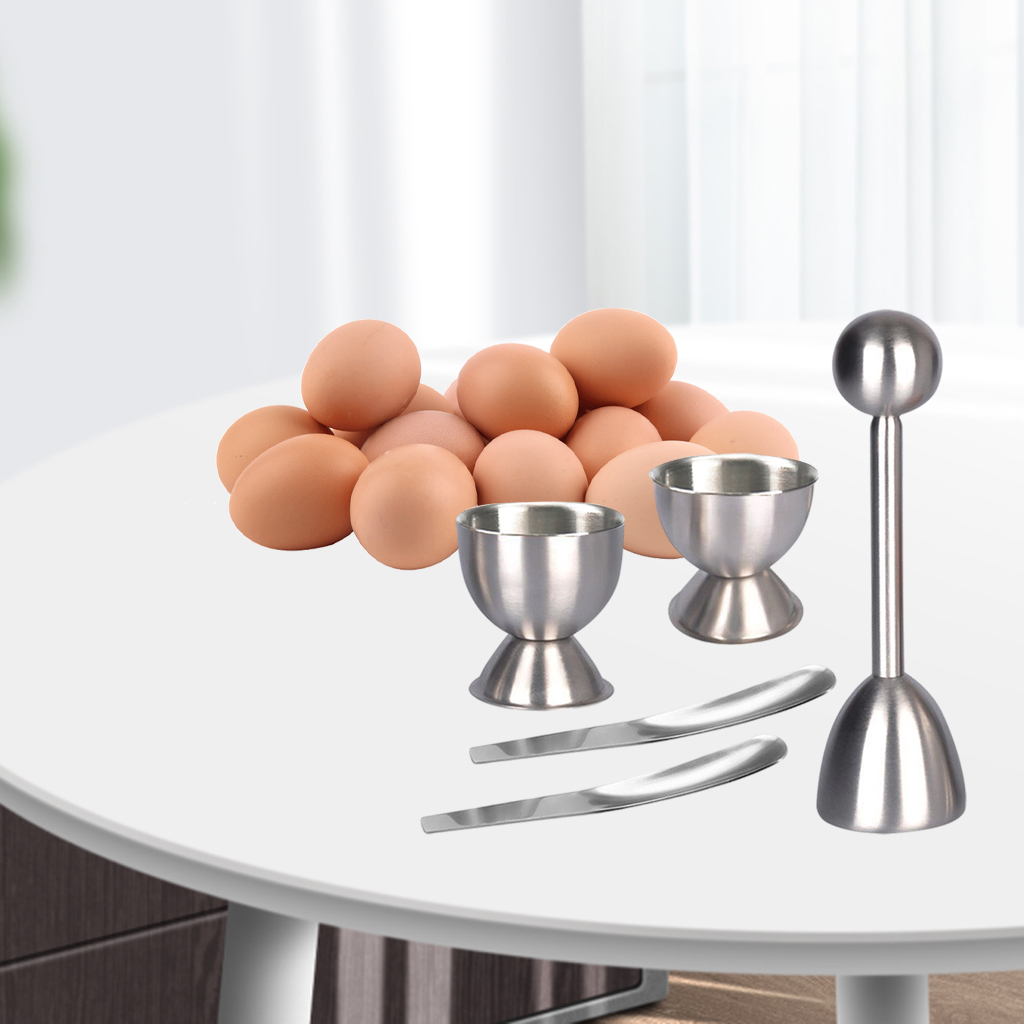 Egg Topper Opener Boiled Eggs Egg Separator Eggshell Remover with 2 Cups 2 Spoons for Hard Soft Boiled Eggs Kitchen Gadgets