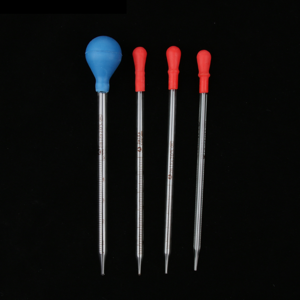 Precise 1-5ml Glass Pipette Graduated School Lab Dropper with Rubber Cap