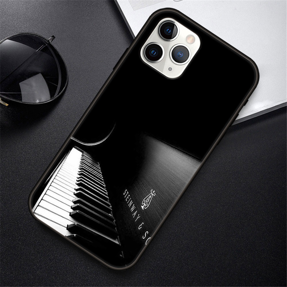 cheap iphone xr cases Phone Case For IPhone 12 Mini 11 Pro XR X MAX SE XS 5 6 6S 7 8 E Plus Black Cover Waterproof Silicone Shell piano guitar music cheap iphone 11 cases