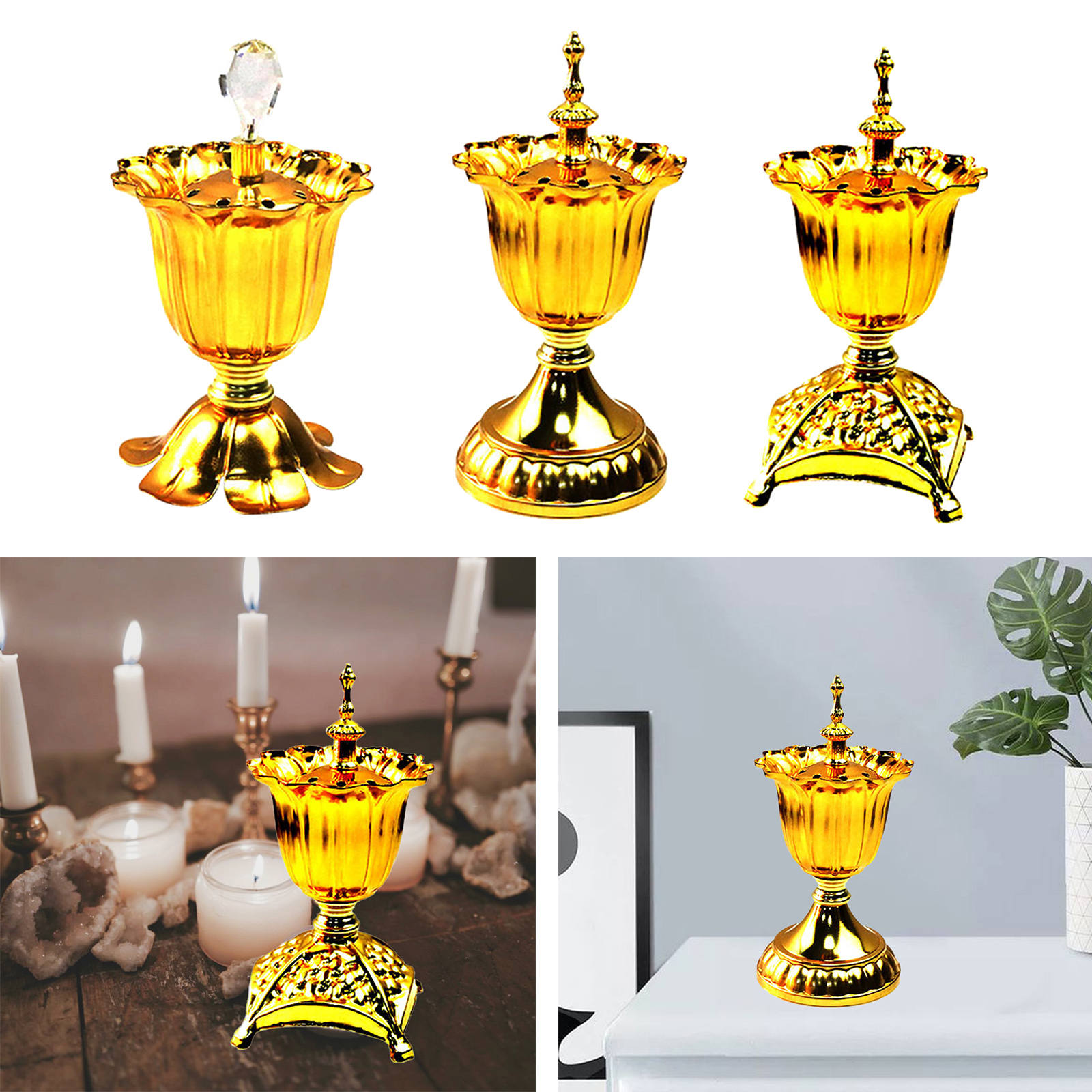 Incense Burner Flower Shape Decoration Holder Censer for Tea House Office Meditation Relaxation