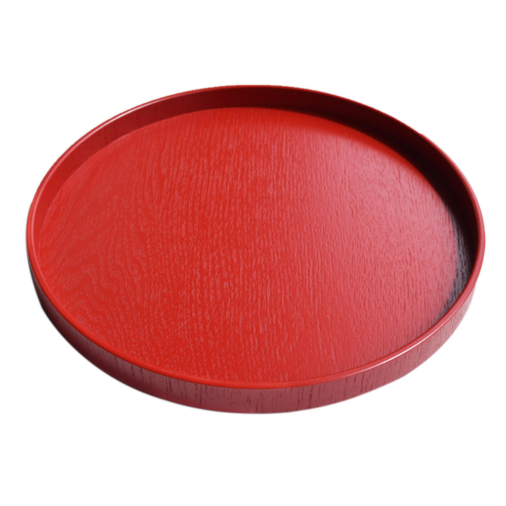 1pcs Round Tray Wood Wooden Bar Pub Waiter Serving Drinks Snacks Food Red