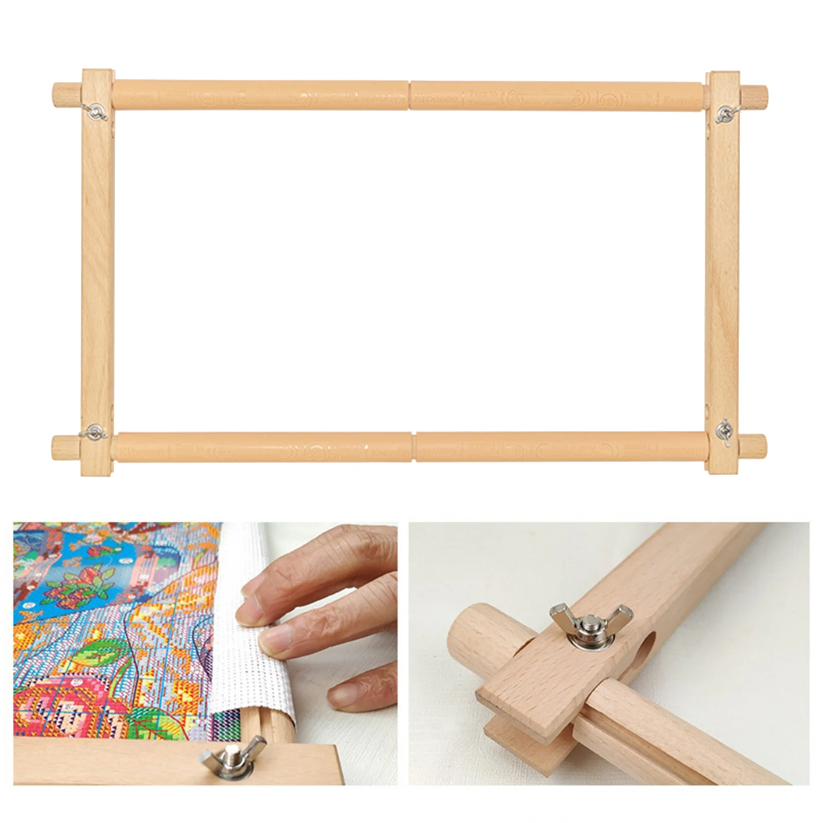 Rectangle Wooden Tapestry Scroll Embroidery Silk-painting Frame Cross Stitch Sewing Tool