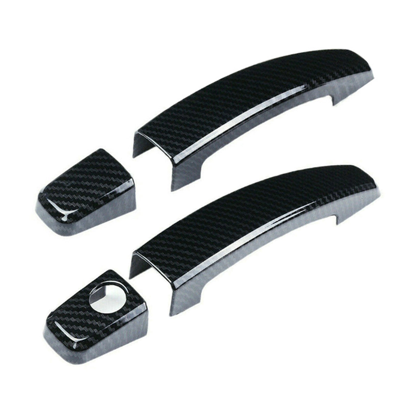 Glossy Carbon Fiber Texture Door Handle Covers for Chevrolet Camaro 2010-2015 Driver + Passenger Side