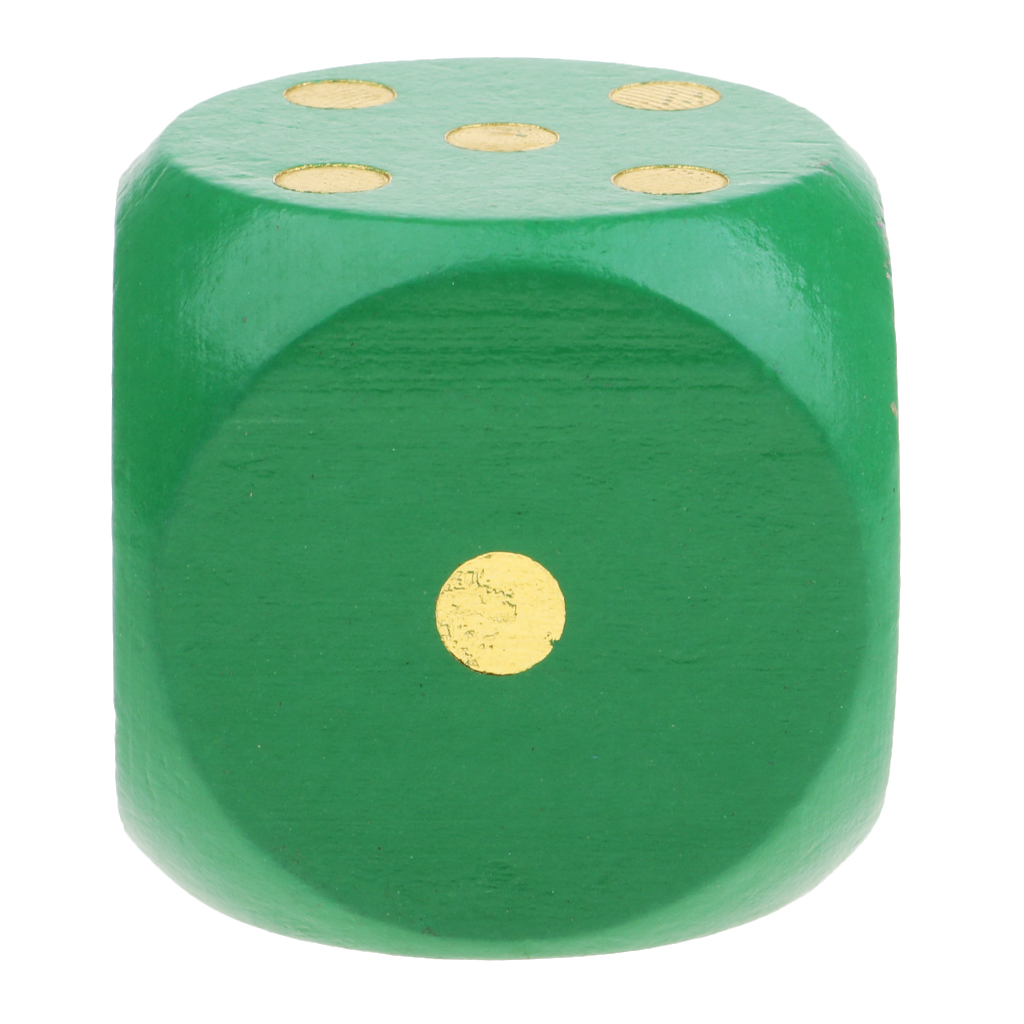 1 Piece Large Wooden Dice D6 Six Sided Dice for D&D RPG Games Green 1.97''