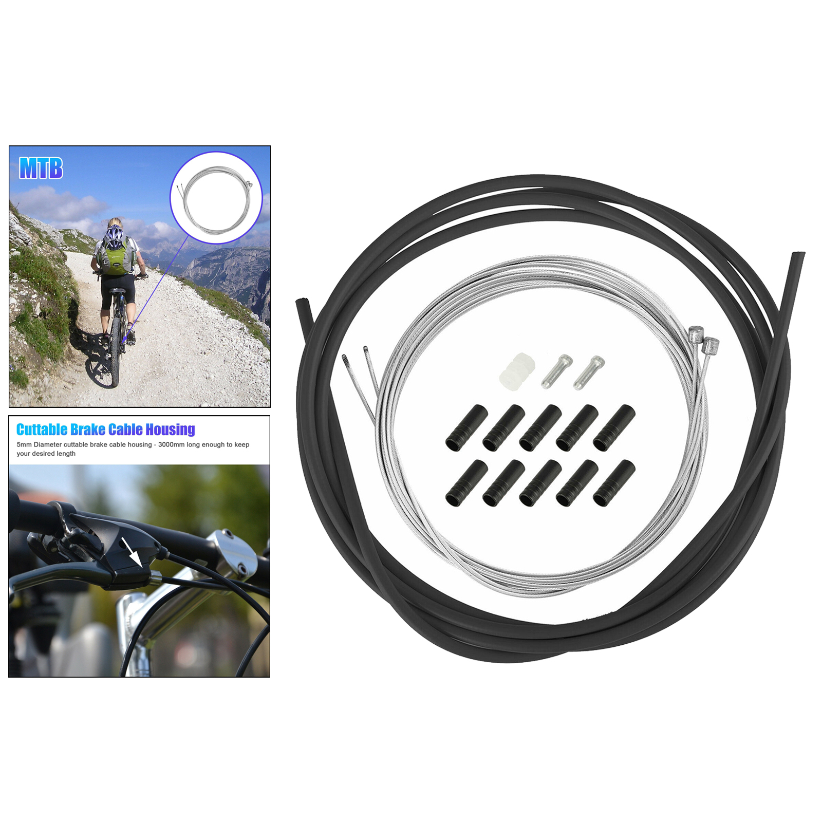 Universal Bike Cable Housing Set Brake er Hose Sleeve Cap Crimps Kits