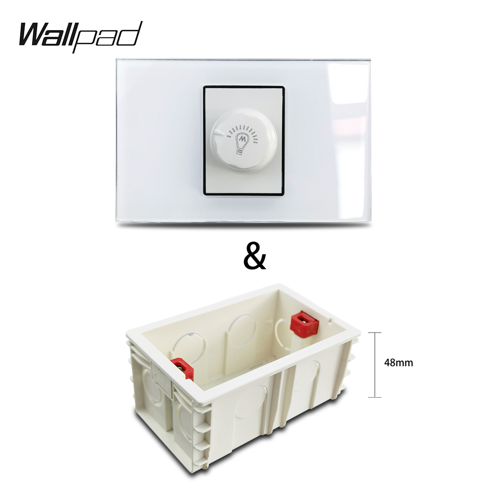 AU UNS Dimmer Licht Schalter Wallpad L3 Kristall Weiß Glas Rahmen 118*75mm Licht Auf Off Helligkeit Control rotary Schalter 3M – Detail 6