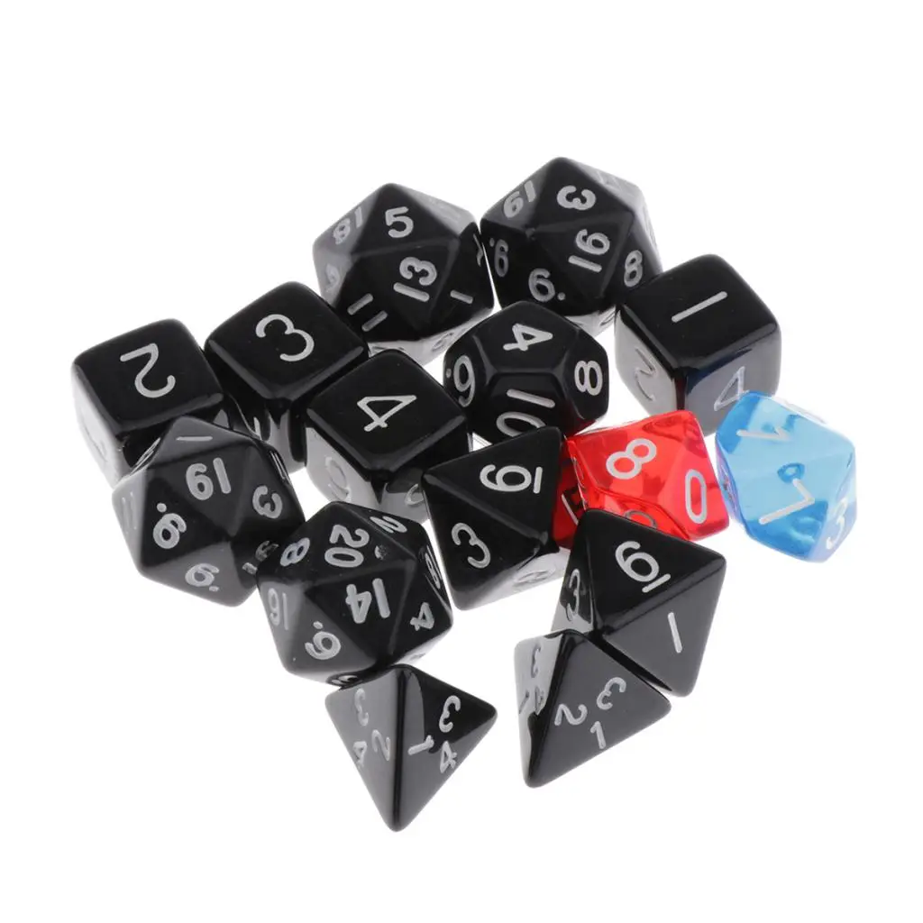 15pcs Polyhedral Dice TRPG Dices Acrylic for  DND MTG RPG Board Game D20 D12 D10 D8 D6 D4