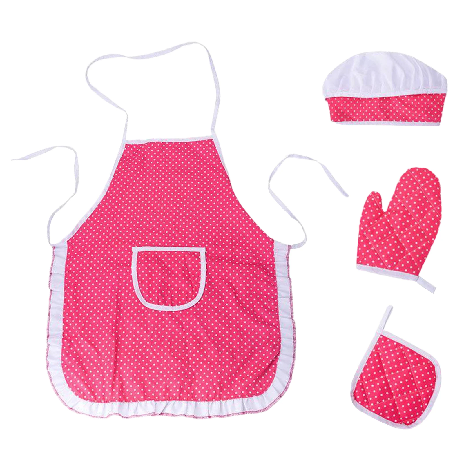 Chef Set for Kids,4Pcs Cooking Set for Boys Girls Toddler Role Play Cook Costume with Apron, Chef Hat, Oven Mitt ,Hot Pad