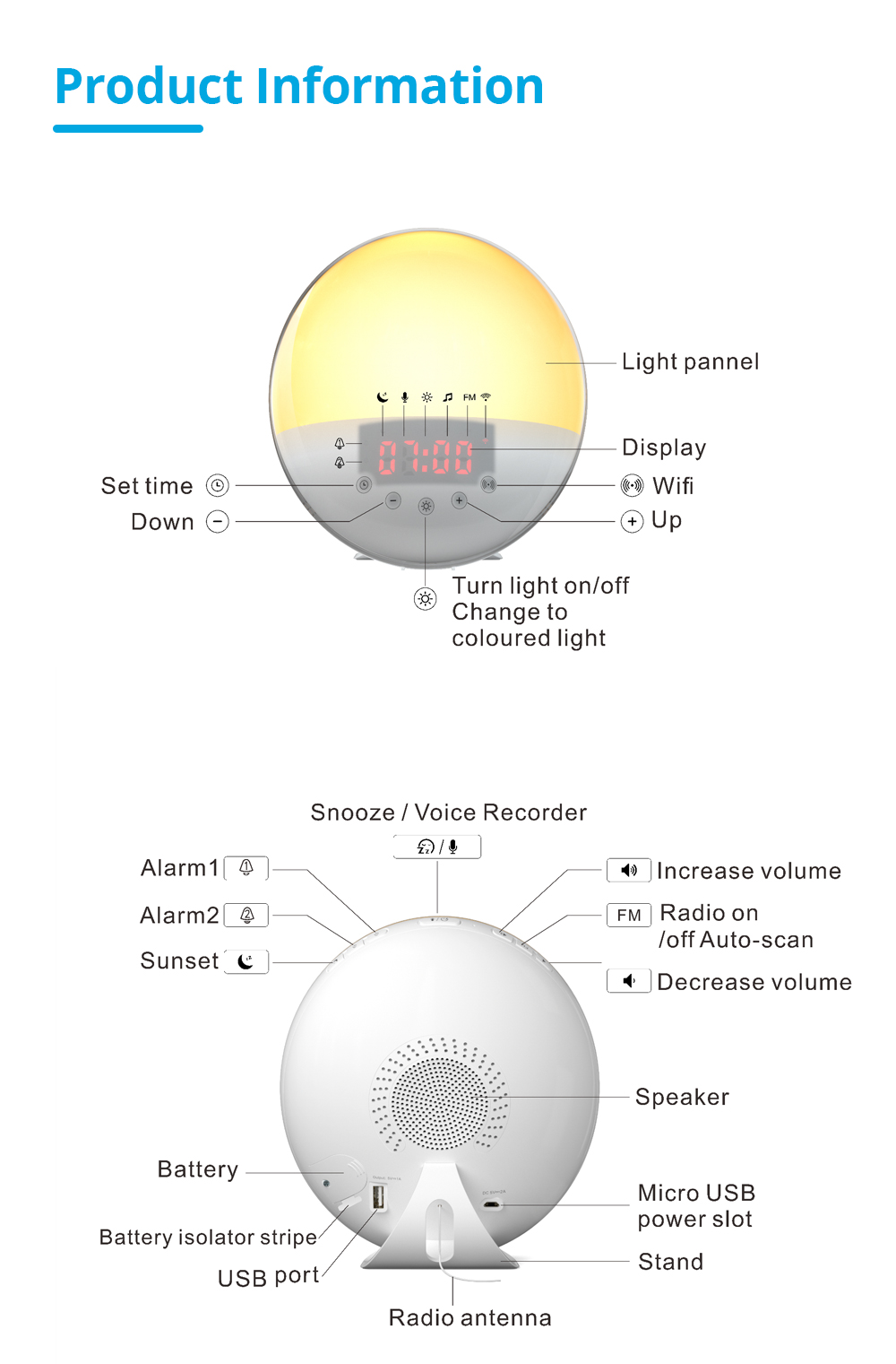 wi-fi com 6 cores led, controle de