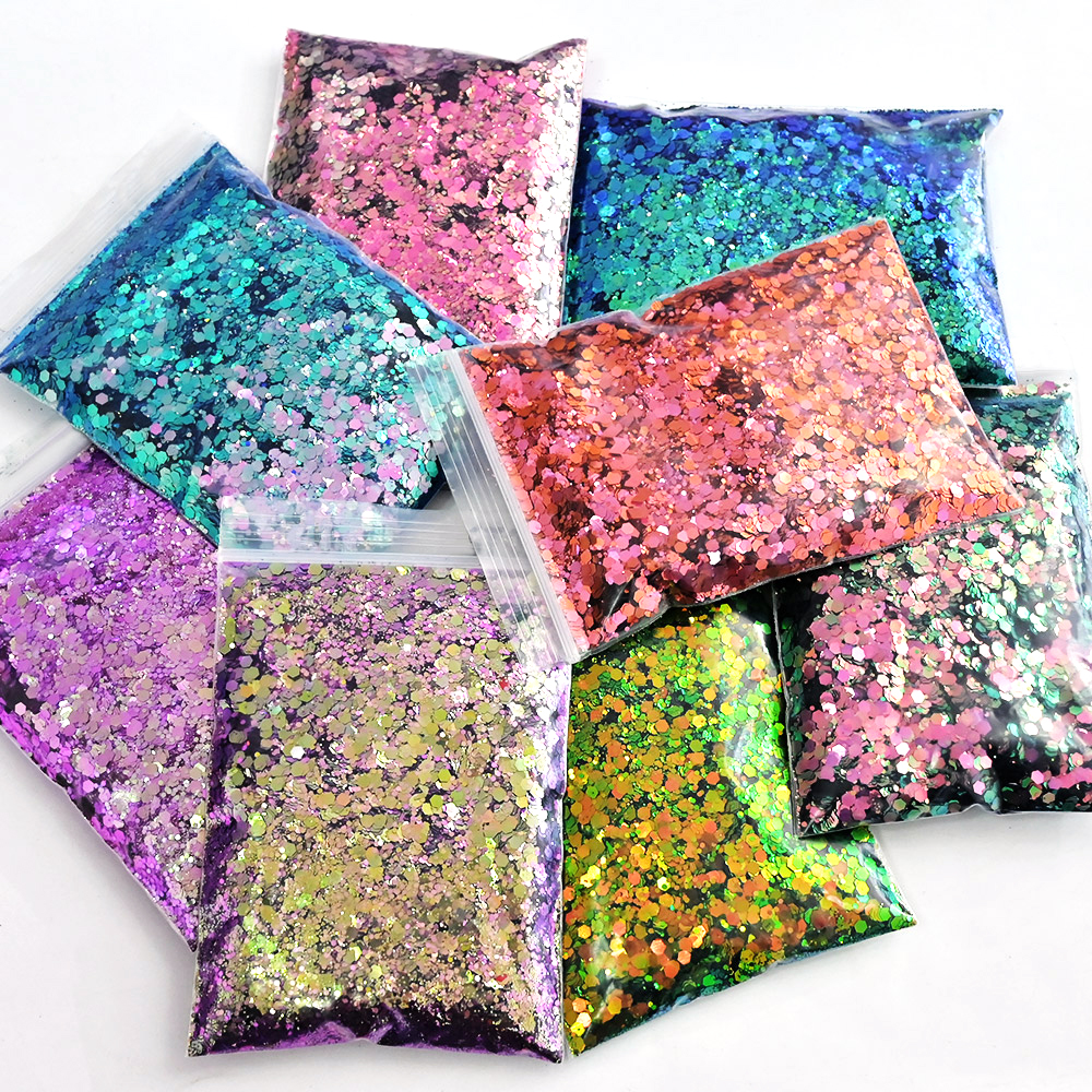 Best of 50g / bag Mermaid Nail Art Glitter Mix Size Chunky-Hexagon Laser Sequins 8 Color Shiny Chameleon Manicure Flakes Decoration TG #52 Reviews & Tips